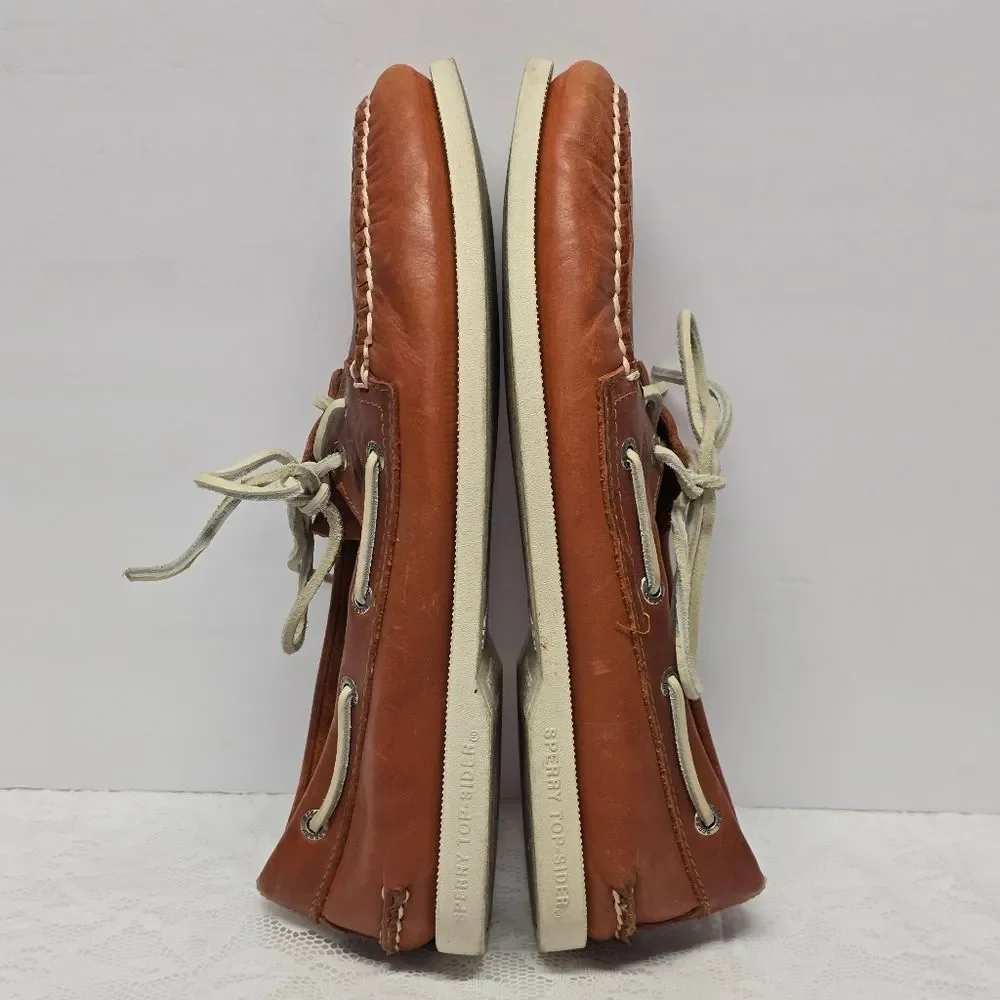 Sperry Top Sider Brown Genuine Leather Boat Shoes Men's 10 Casual Comfort Yacht